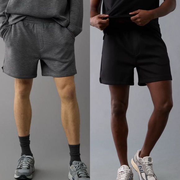 American Eagle Men's Athletic Jogger Shorts Gray and Black Lot of 2 - Picture 1 of 9